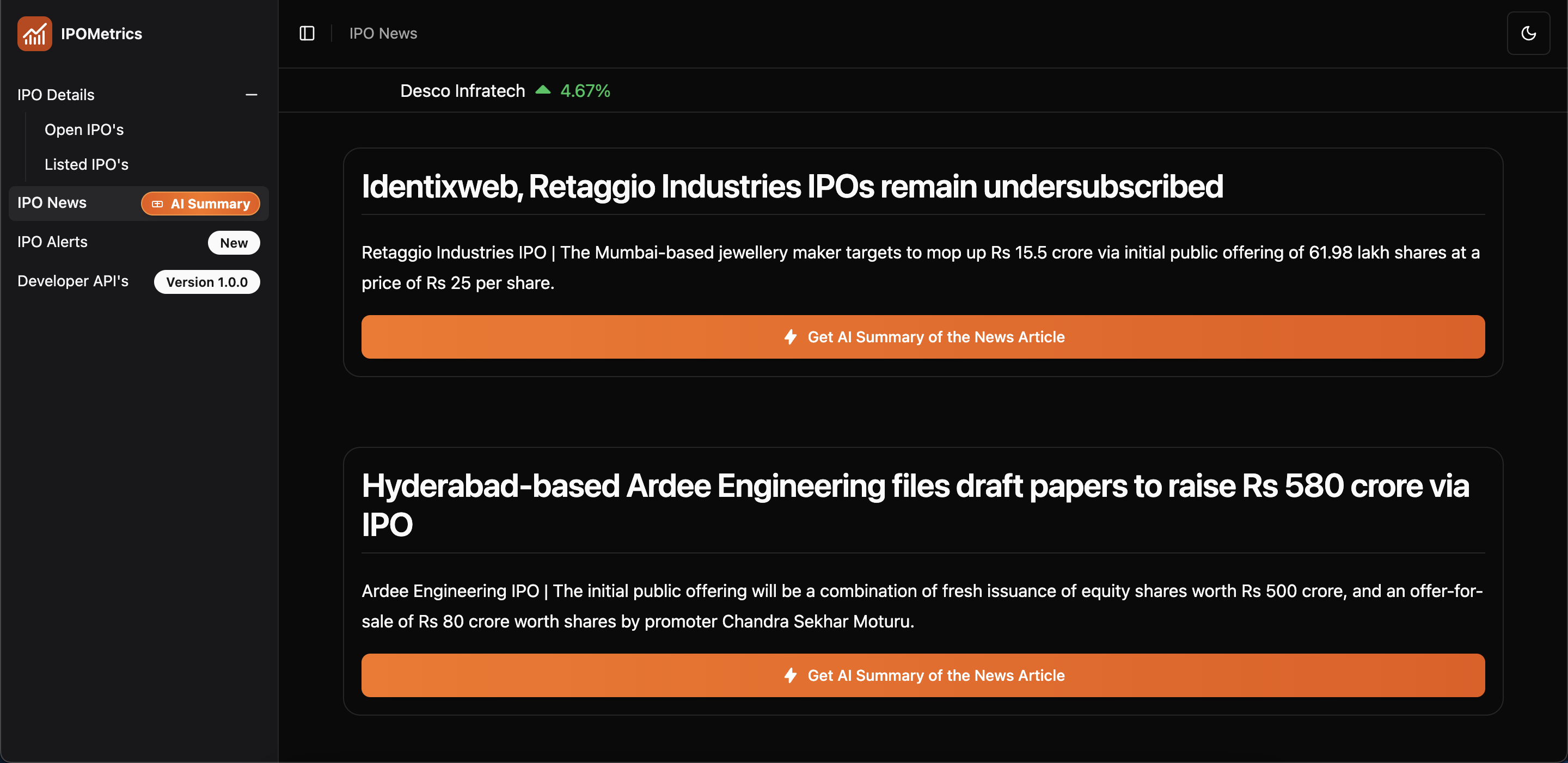 AI Summary Feature